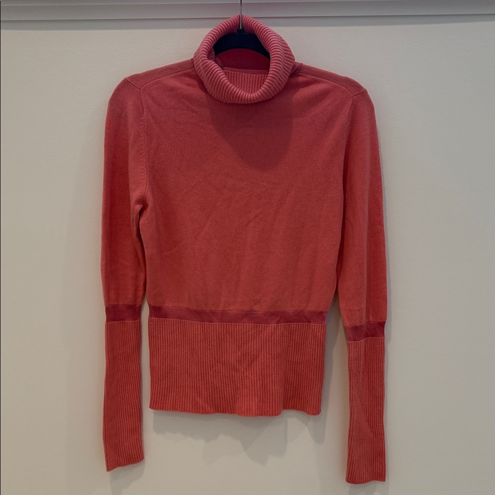 Emma Sofia Coral Cashmere Turtleneck Sweater